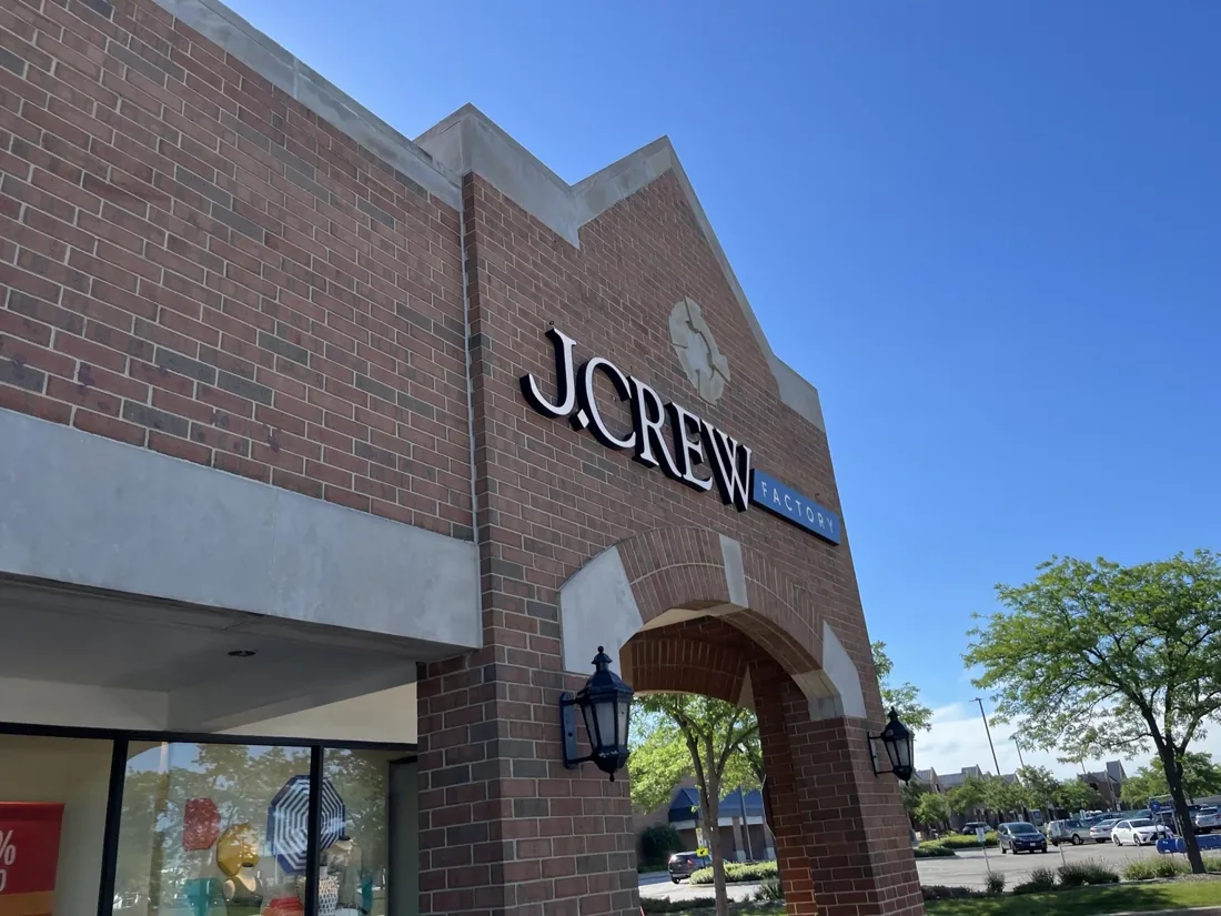 J.Crew Factory brick storefront and exterior sign