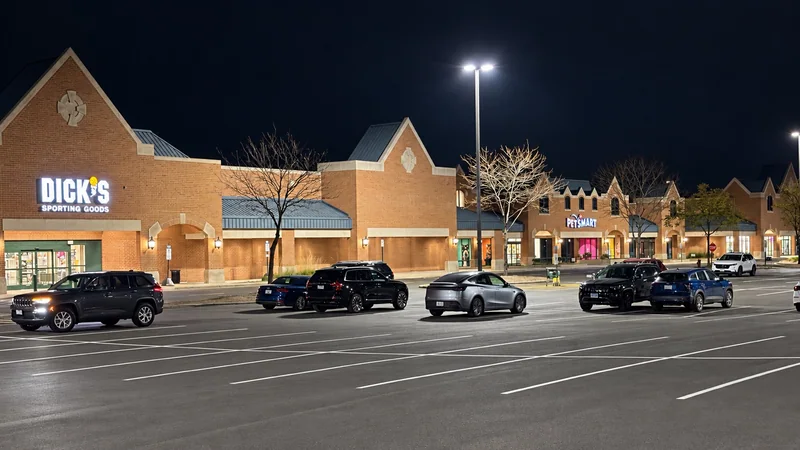 Completed LED parking-lot lighting at Village Square of Northbrook.