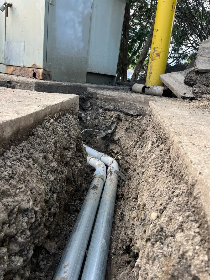 Conduit routing at the transformer end of the replacement service.